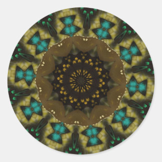 Brown & Gold Flower Classic Round Sticker