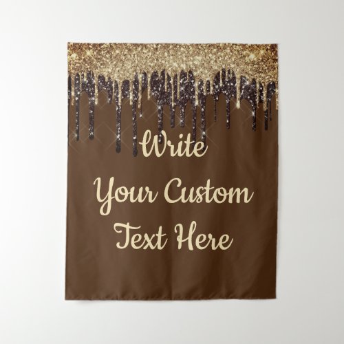 Brown Gold Glitter Birthday Photo booth Backdrop