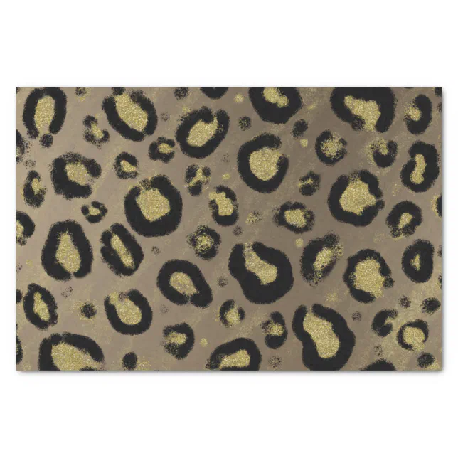 Brown Gold Glitter & Black Leopard Cheetah Print Tissue Paper | Zazzle