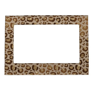 Brown Gold Glitter Leopard Print Magnetic Frame