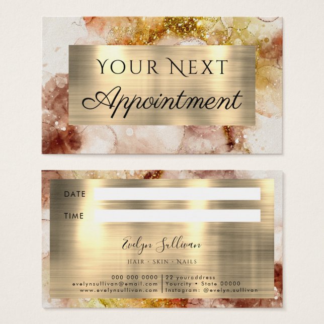 Brown Gold Glitter Watercolor (Front & Back)