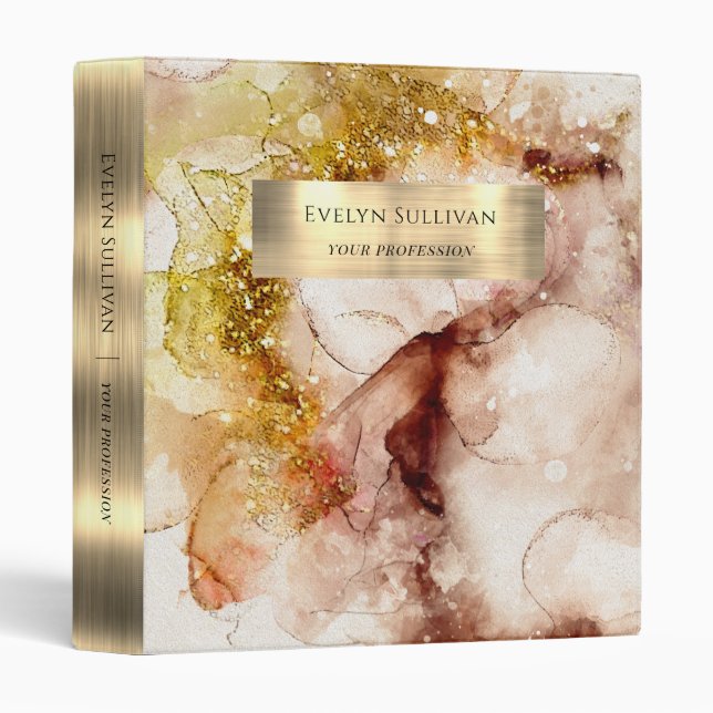 Brown gold glitter watercolor binder (Front/Spine)
