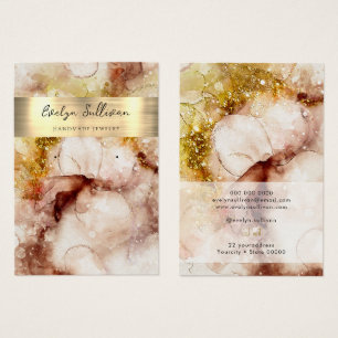 Brown gold glitter watercolor jewelry display card