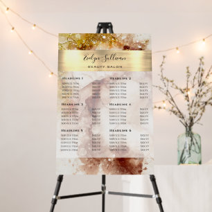 Brown gold glitter watercolor Price List Foam Board