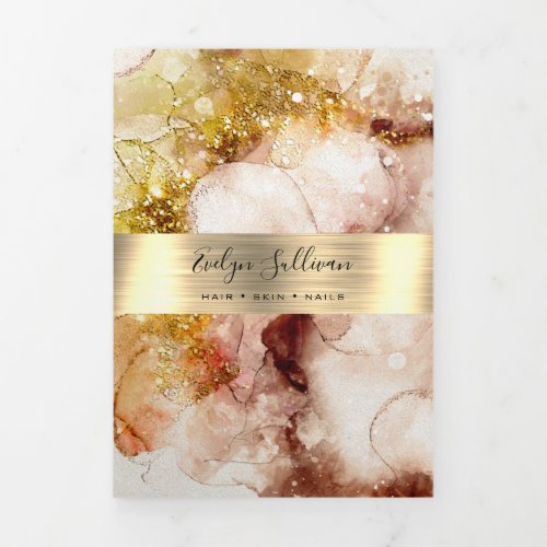 Brown gold glitter watercolor trifold brochure