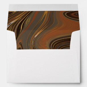 Brown Gold Gray Marble Swirl Wedding Envelope