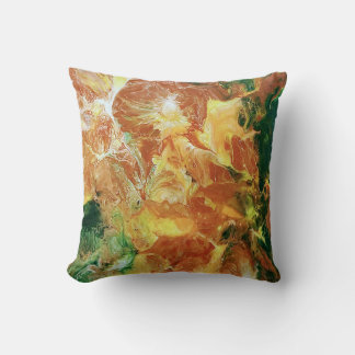Brown Gold Green Abstract Throw Pillow