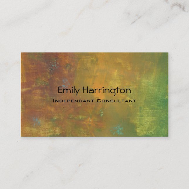 Brown Gold Green Earthy Abstract Design Business Card (Front)