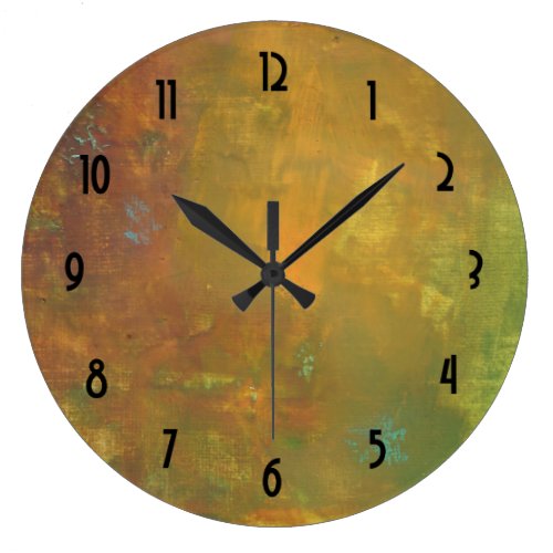 Brown Gold Green Earthy Abstract Design Wall Clock