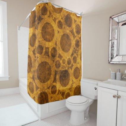 Brown Gold Grunge Steampunk Pattern Shower Curtain