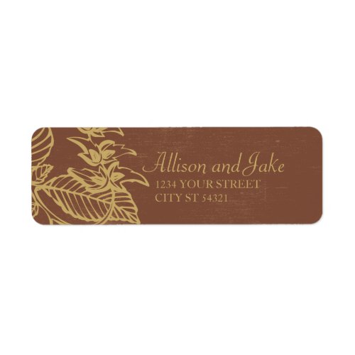 Brown  Gold Leaves Fall Wedding Address Labels
