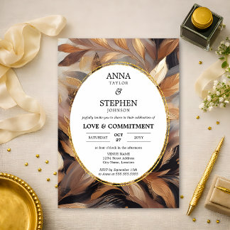 Brown & Gold Love & Commitment Ceremony Invitation