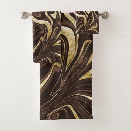 Brown Gold Marble 1 Bath Towel Set