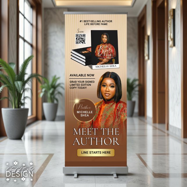 Brown & Gold Meet The Author Book Promotion Retractable Banner (Creator Uploaded)
