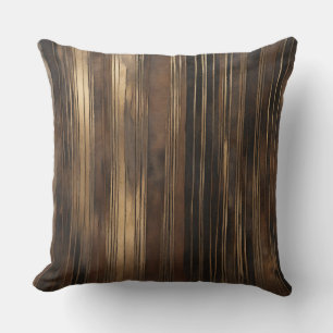 Brown Gold Modern Stripe Throw Pillow