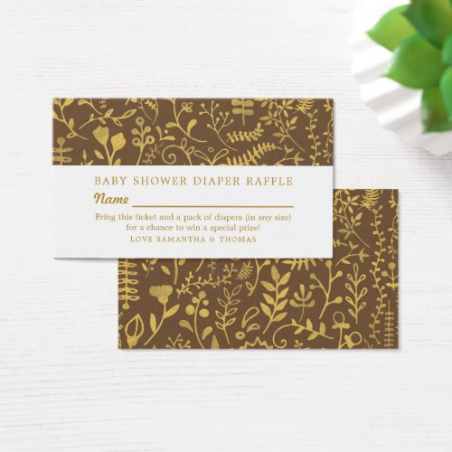 Brown  Gold Oriental Floral Diaper Raffle Ticket