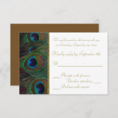 Brown, Gold Peacock Feathers RSVP Card (Front/Back)