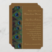 Brown, Gold Peacock Feathers Wedding Invitation (Front/Back)