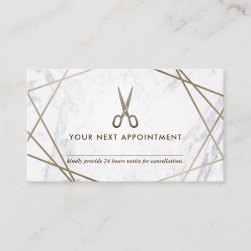 Brown Gold Scissors Marble HairStylist Appointment Business Card