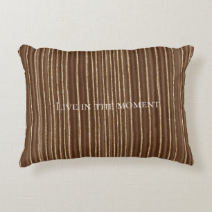Brown Gold Stripes Christmas Accent Pillow