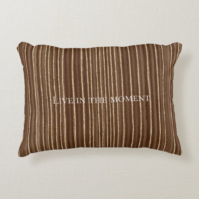 Brown Gold Stripes Christmas   Accent Pillow (Front)