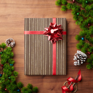 Brown Gold Stripes Christmas Wrapping Paper