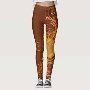 Brown Gold Swirl Leggings