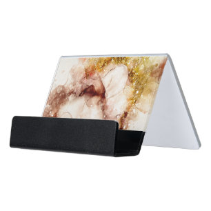 Brown Gold watercolor desk business card holder