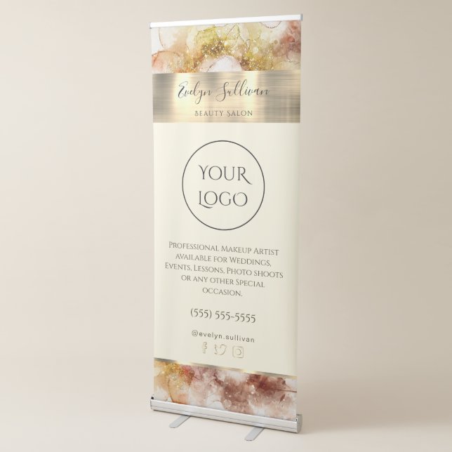 Brown Gold Watercolor Retractable Banner (3/4)