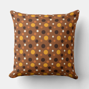 BROWN GOLD YELLOW HALLOWEEN POLKA DOTS THROW PILLOW