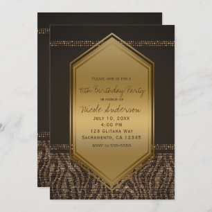 Brown Gold Zebra Print Birthday Party Any Event Invitation