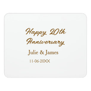 Brown golden happy 20th anniversary name datsimple door sign