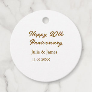 Brown golden happy 20th anniversary name datsimple favor tags