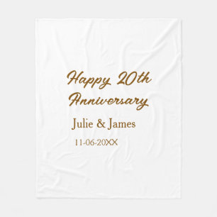 Brown golden happy 20th anniversary name datsimple fleece blanket