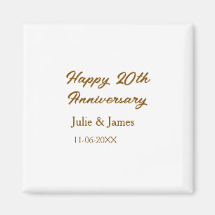 Brown golden happy 20th anniversary name datsimple magnet