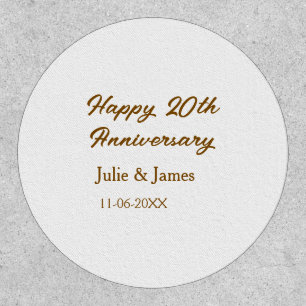 Brown golden happy 20th anniversary name datsimple patch