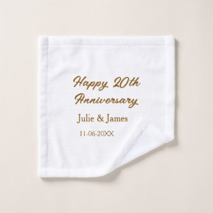 Brown golden happy 20th anniversary name datsimple wash cloth