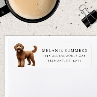 Brown Goldendoodle Return Address Label