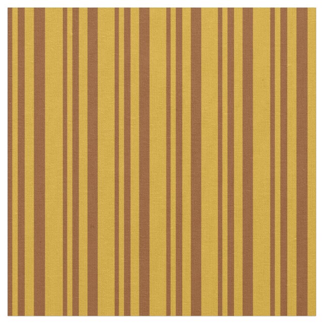 Brown & Goldenrod Colored Lines/Stripes Pattern Fabric (Close Up)