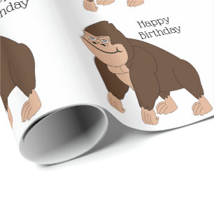 Brown Gorilla Design Birthday Wrapping Paper