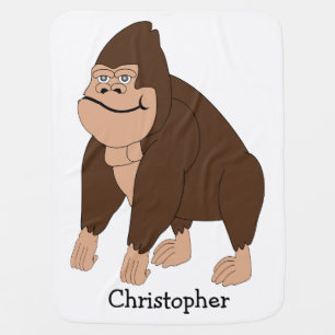 Brown Gorilla Design Just Add Name Stroller Blanket
