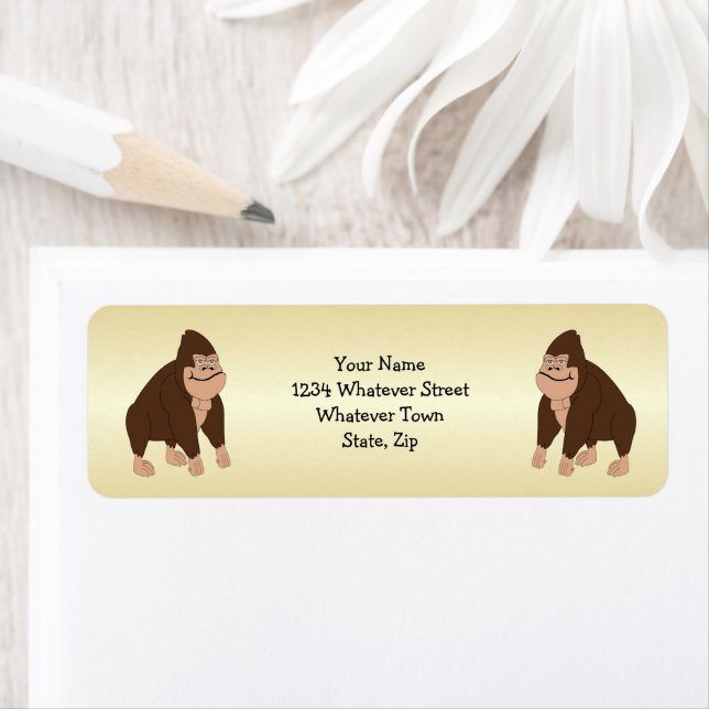 Brown Gorilla Design Return Address Label (Insitu)