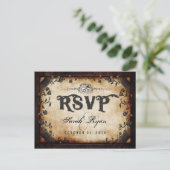 Brown Gothic Halloween Skeletons Matching RSVP Invitation Postcard (Standing Front)