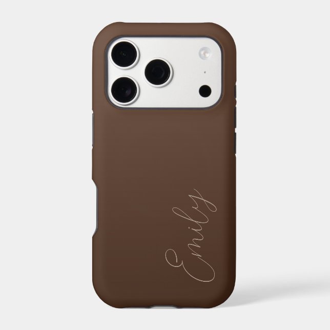 Brown Gradient Calligraphy Script Personalized Iphone Case (Back)