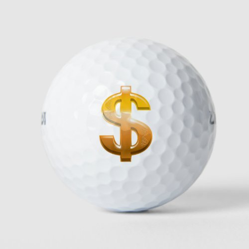 Brown Gradient Dollar Sign Golf Balls