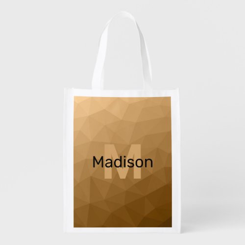 Brown gradient geometric mesh Monogram Grocery Bag
