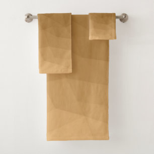 Brown gradient geometric mesh pattern bath towel set