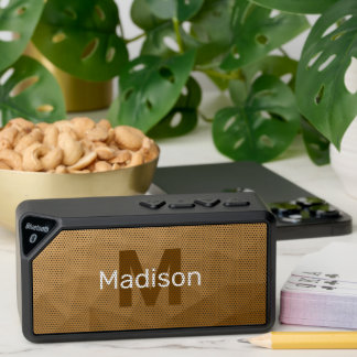 Brown gradient geometric mesh pattern bluetooth speaker