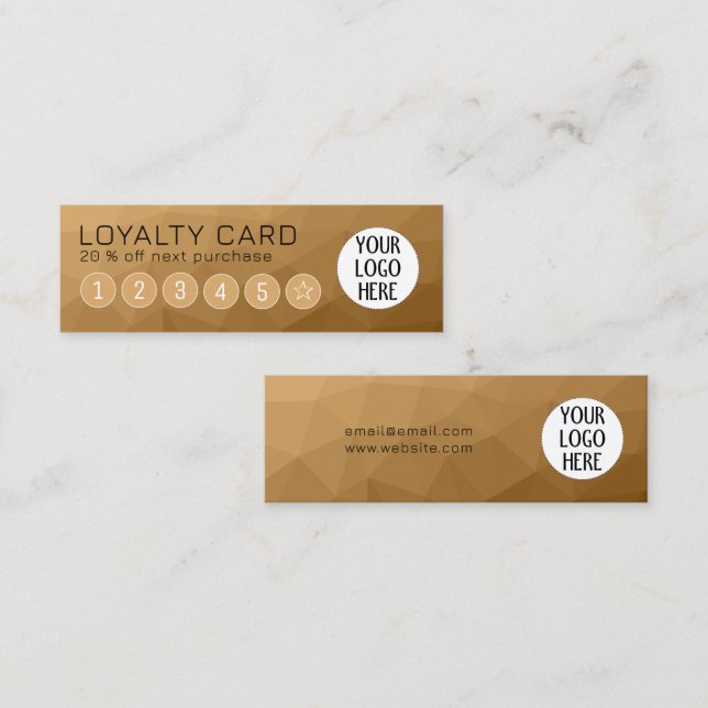 Brown Gradient Geometric Mesh Pattern Custom Logo Loyalty Card (Front/Back)