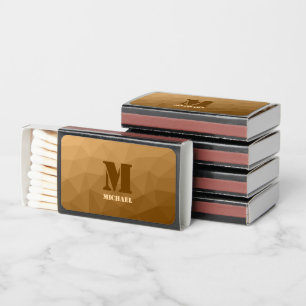 Brown gradient geometric mesh pattern Monogram Matchboxes